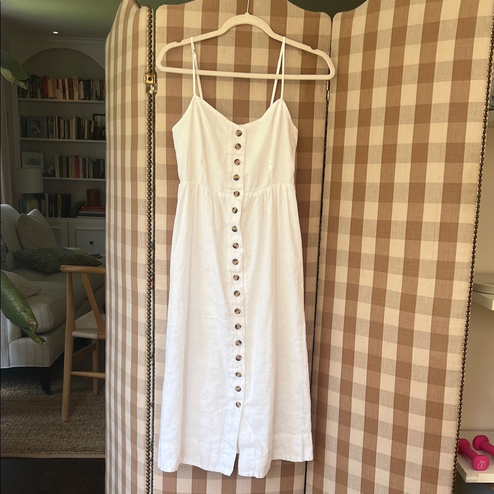 Madewell White Button-Front Midi Dress
